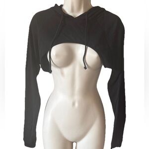 Windsor Black Cropped Hoodie Shrug Medium NWT